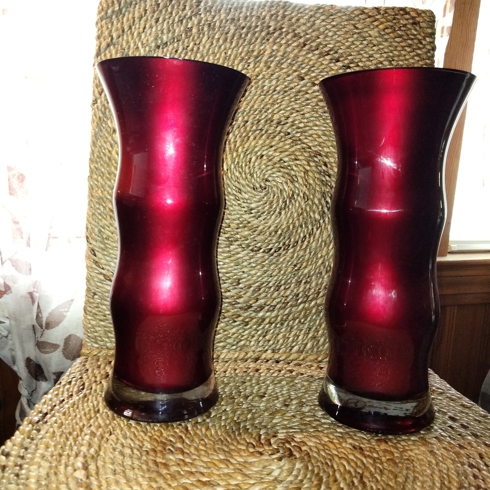 Elegant Red Glass Vases